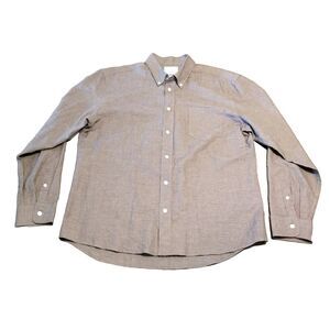 Billy Reid Shirt Men's Size Large Light Brown Standard Fit Long Sleeve Casual